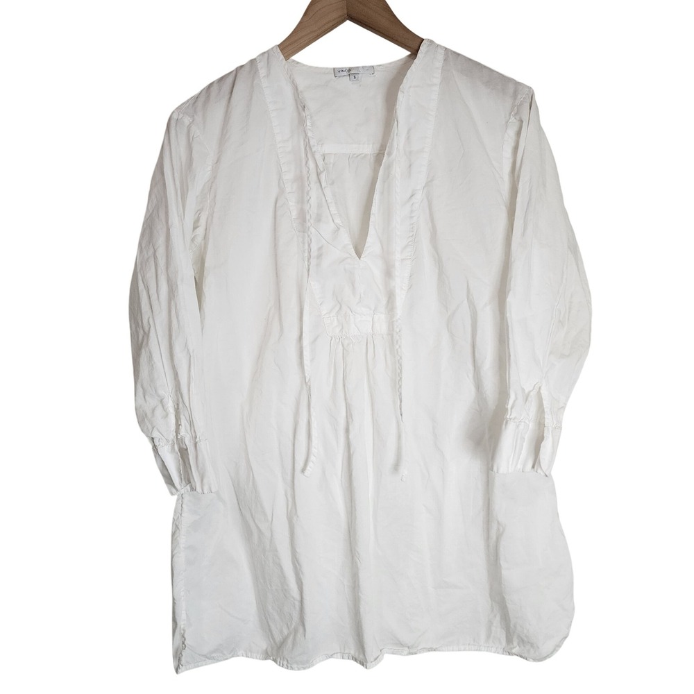 Vince Blouse Women's Small Oversized Boho Peasant White‎
